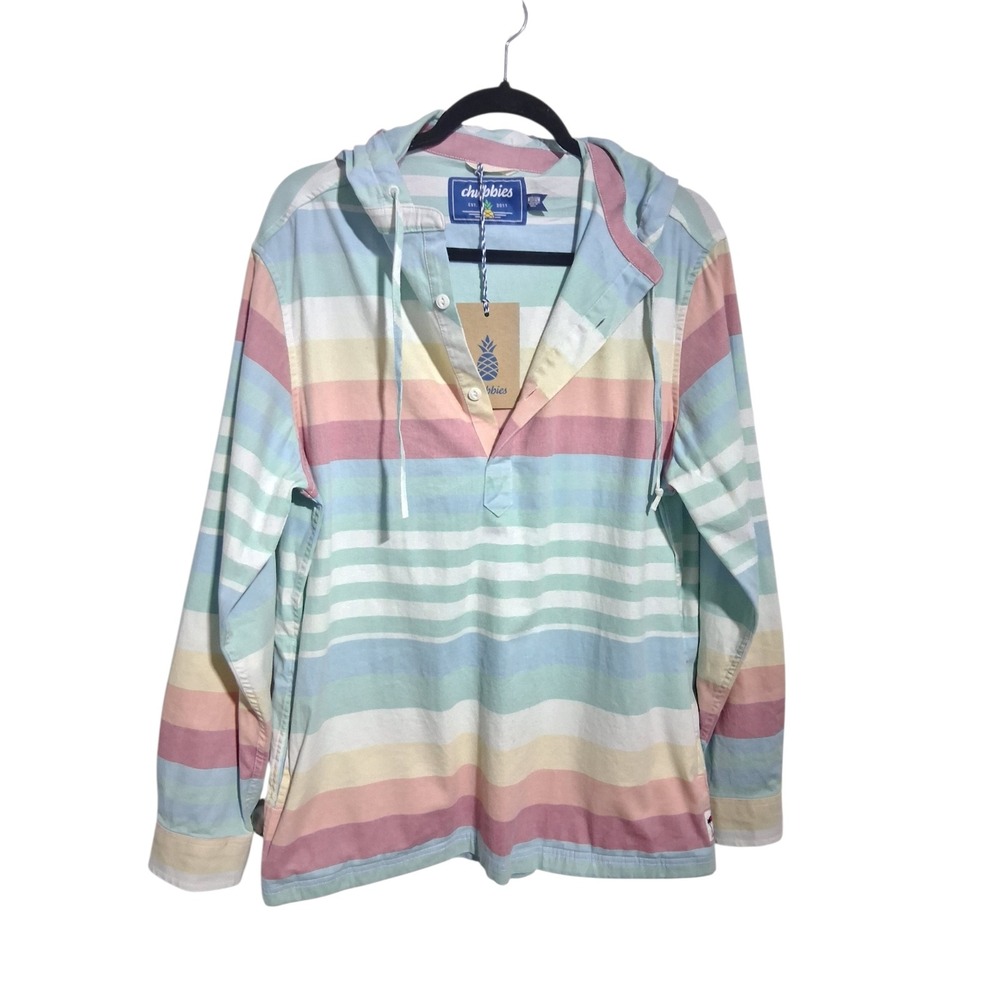 Chubbies Beach Resortwear Mens size Medium The Floatilla Baja Stripe Prep Hoodie